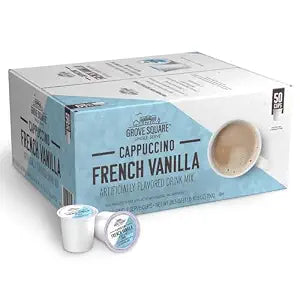 Grove Square Cappuccino Pods, French Vanilla, Single Serve, 50 Count (Pack of 1) - Packaging May Vary