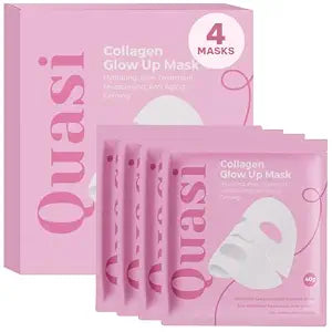 Bio-Collagen Face Mask Overnight – Hydrating Korean Sheet Mask – Niacinamide & Low Molecular Collagen – Firming & Smoothing Skincare for All Skin Types – 4 Masks