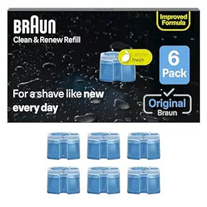 Braun Clean & Renew Refill Cartridges CCR, Replacement Shaver Cleaner Solution for Clean&Charge Cleaning System, Pack of 6